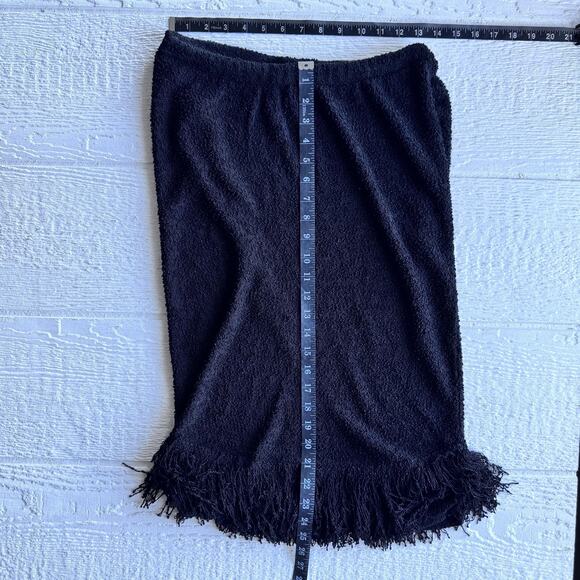 VTG 90s Black Fringe Skirt USA Minimalist Goth Grunge Womens S Avant Garde Art - Picture 14 of 14